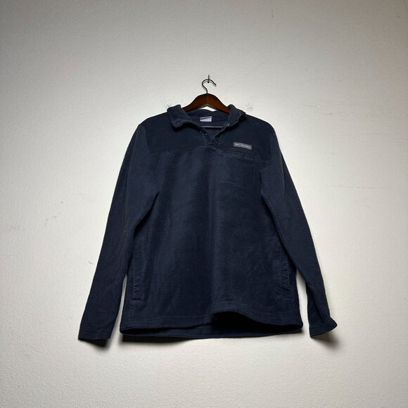 Columbia Half Snap Fleece 1/4 Button Jacket Men L Black Gorpcore Hiking Casual - Picture 1 of 15
